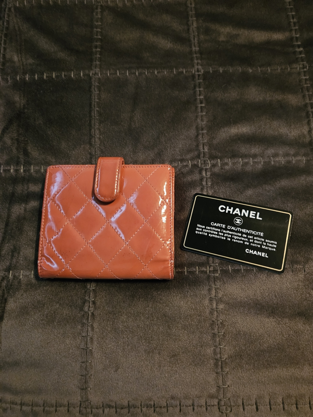 Chanel Quilted Patent Leather Wallet in Burnt Orange - Picture 6 of 6